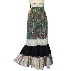Vintage Gunne Sax Calico Floral Maxi Skirt Size XS Jessica's Gunnies 70s Prairie